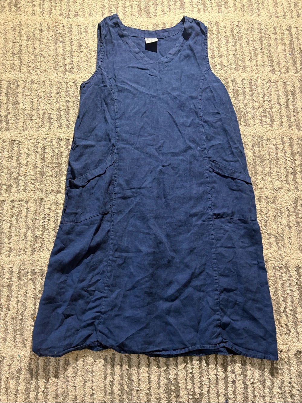 CMC by color me cotton 100% linen blue pocket dress size L